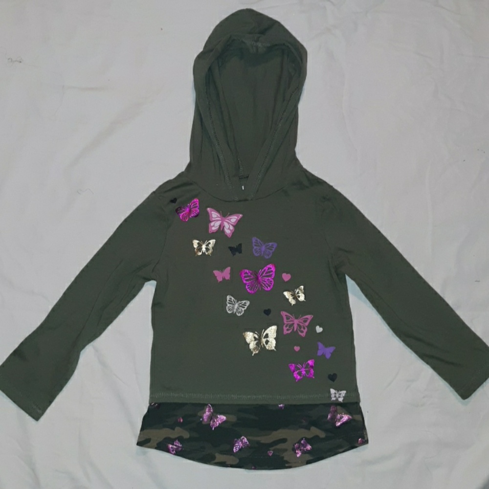 Girls 2T longsleeve hooded olive green shirt